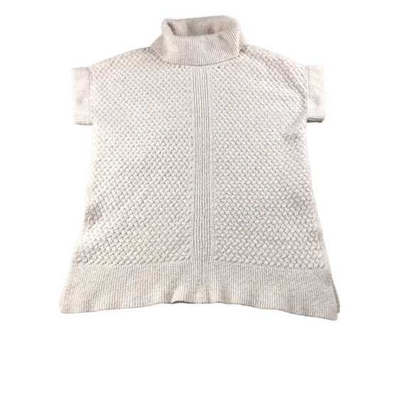 Lane Bryant Womens Sz14/16 White Tan Chunky Knit Turtleneck Sweater Vest, Spring - Picture 1 of 8